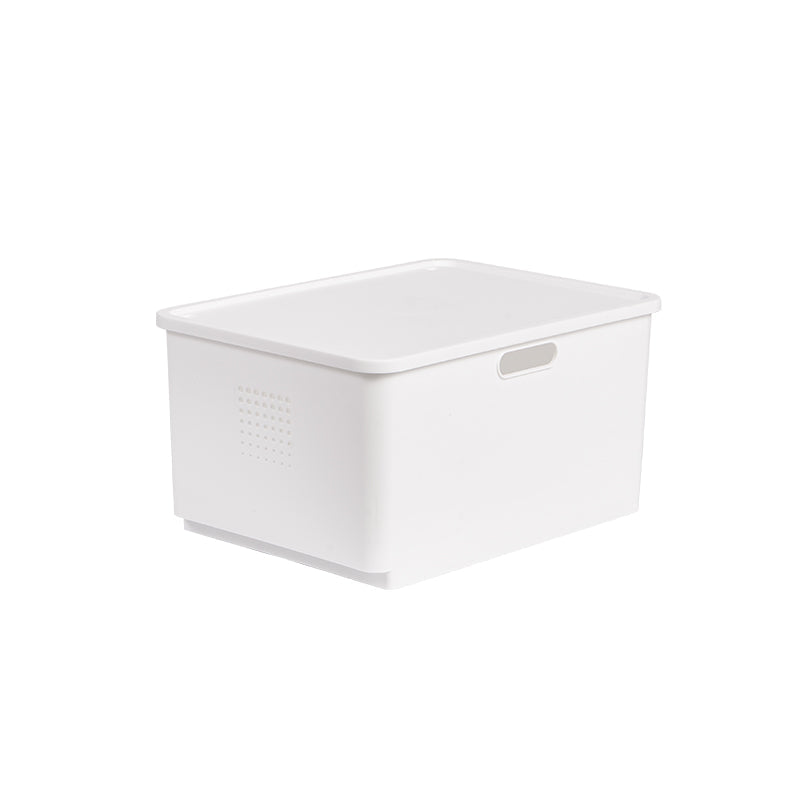 Locaupin Multipurpose White Storage Box Organizer Bin Front Wheel Easy Transport Handle Closet Shelf Container with Lid