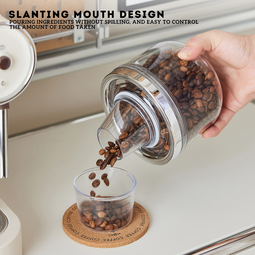 Locaupin Transparent Airtight Canister with Measuring Cup Lid Dust-Proof Insect-Proof Moisture-Proof Beans Grains Flour Storage