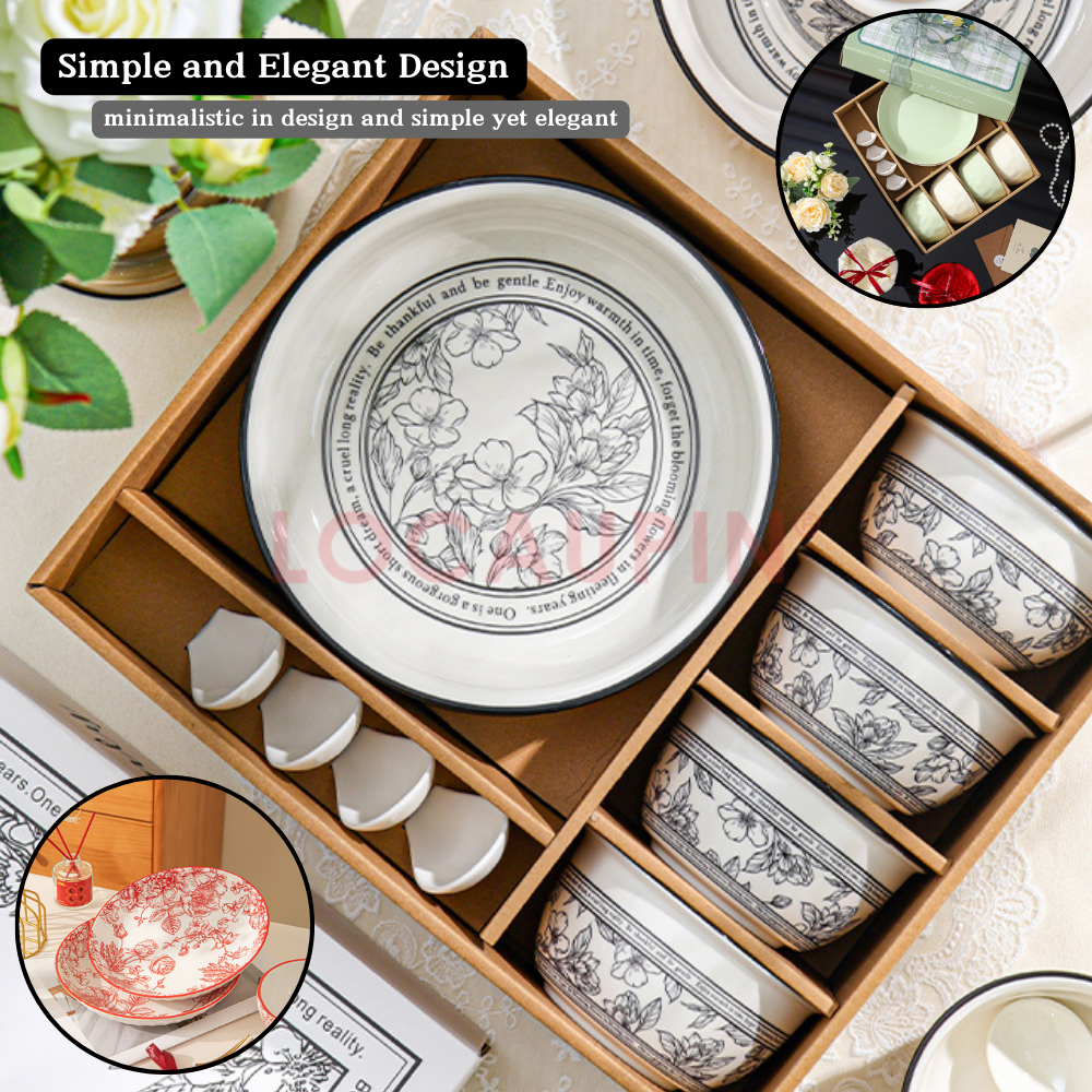 Locaupin Elegant Tableware Gift Box Set Simple and Minimalistic Design High Quality Ceramic Bowl Set Suitable for All Occasions