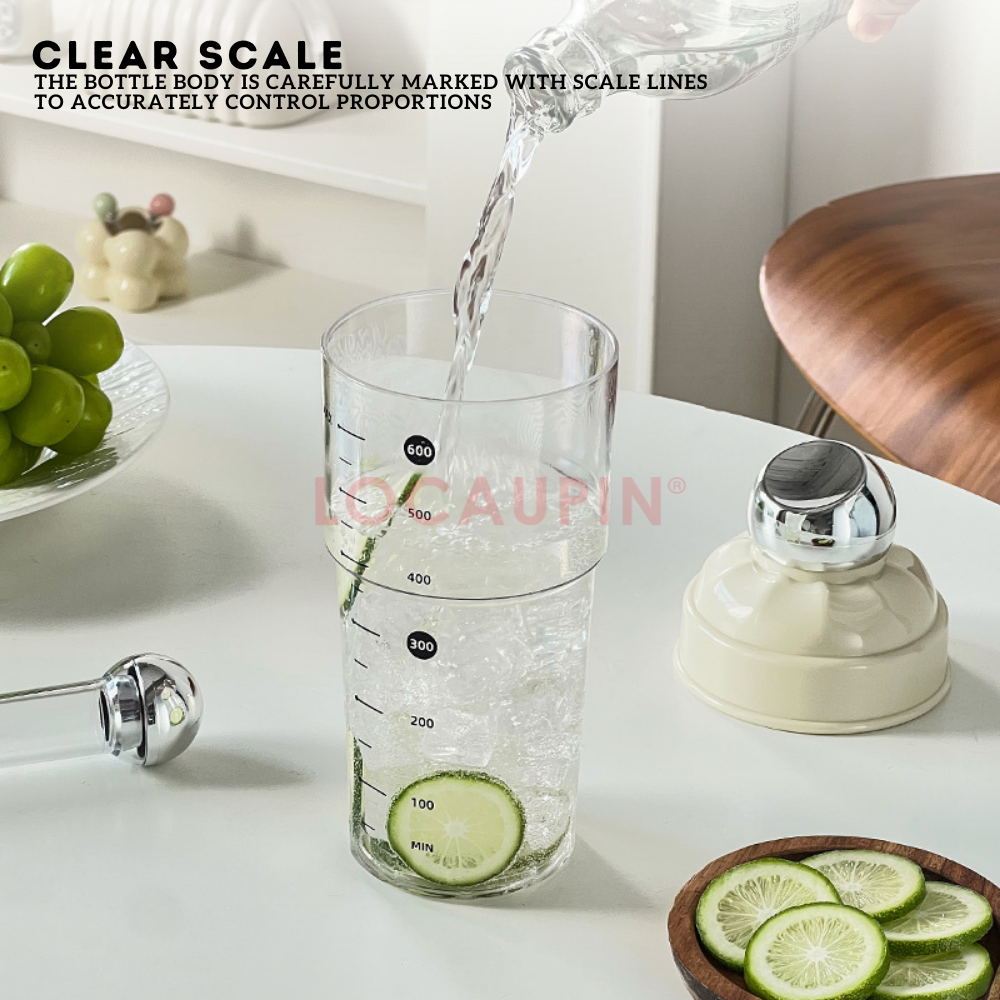 Locaupin Beverage Shaker Cup with Ice Hammer and Splash-Proof Lid High Quality Food Grade Drink Mixer Bottle for Cocktail Juices