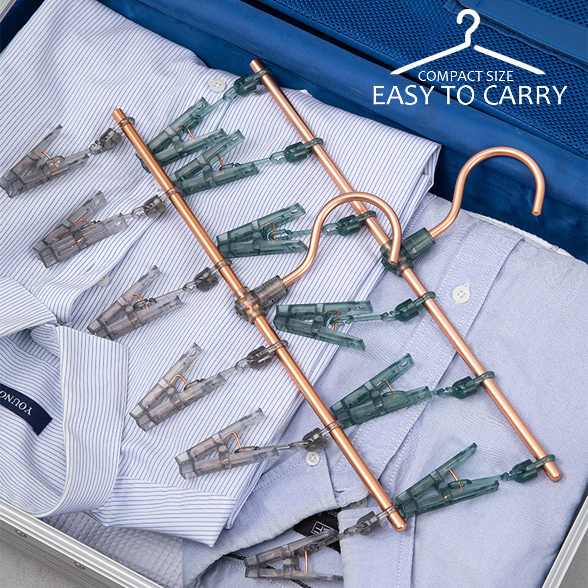 Locaupin Aluminum Laundry Drying Socks Baby Clothes Underwear Hanger Clips Indoor Outdoor Closet Organizer