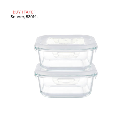 LOCAUPIN B1T1 2-Pack Airtight Borosilicate Glass Food Containers with Silicone Lid Microwave Safe Leakproof Lunch Box