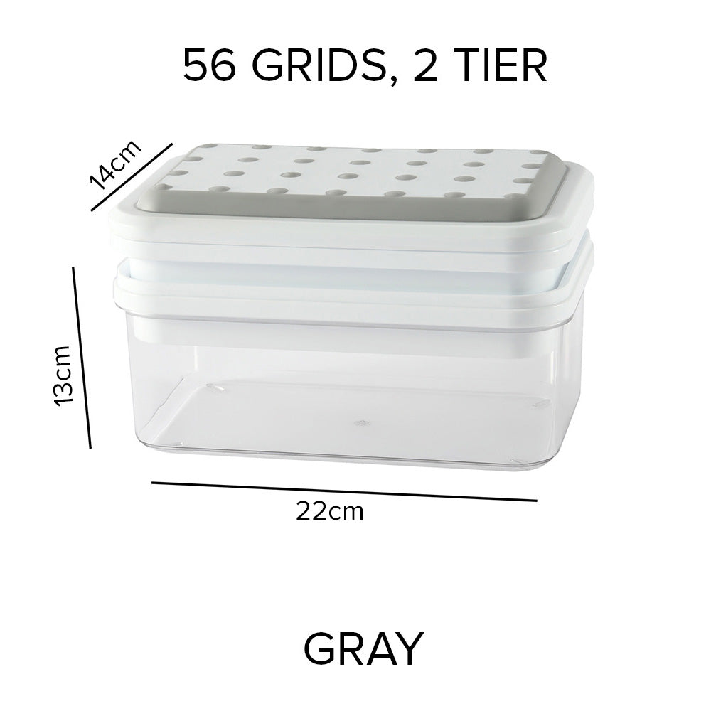 Locaupin Easy Release Ice Cube Molder Tray Bin Freezer Container Bucket with Scoop For Chilling Whiskey Cocktails Making Cold Drinks