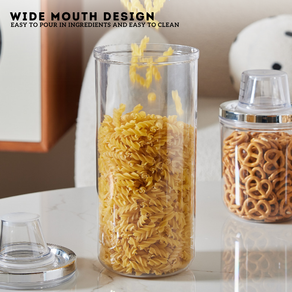 Locaupin Transparent Airtight Canister with Measuring Cup Lid Dust-Proof Insect-Proof Moisture-Proof Beans Grains Flour Storage