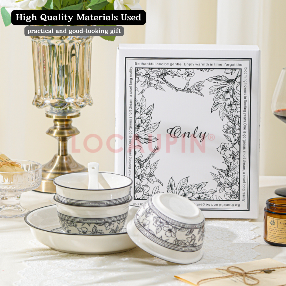 Locaupin Elegant Tableware Gift Box Set Simple and Minimalistic Design High Quality Ceramic Bowl Set Suitable for All Occasions