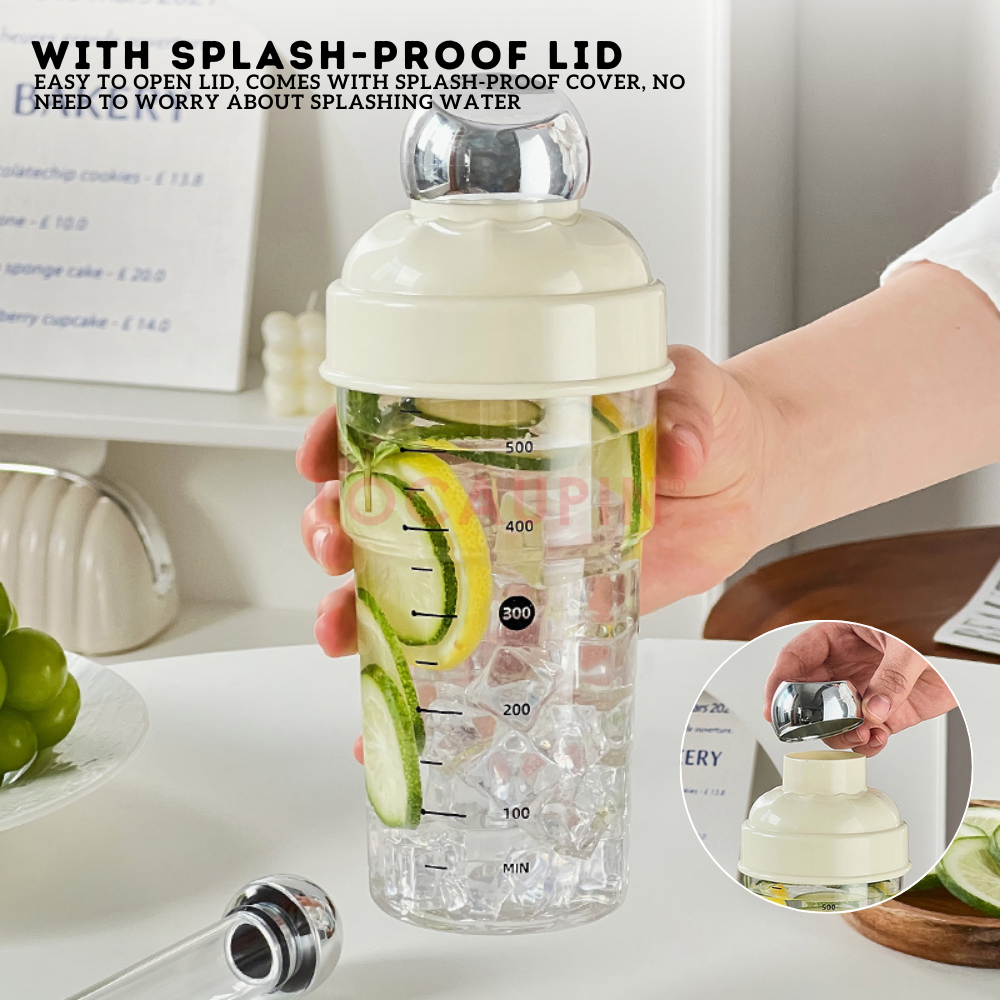Locaupin Beverage Shaker Cup with Ice Hammer and Splash-Proof Lid High Quality Food Grade Drink Mixer Bottle for Cocktail Juices