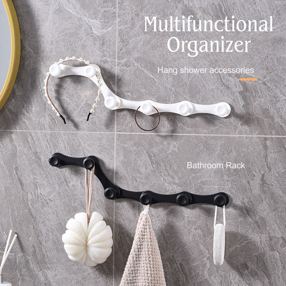 Locaupin Foldable Wall Mounted Hook Multipurpose Hanging Organizer Bathroom Expandable Rack Storage
