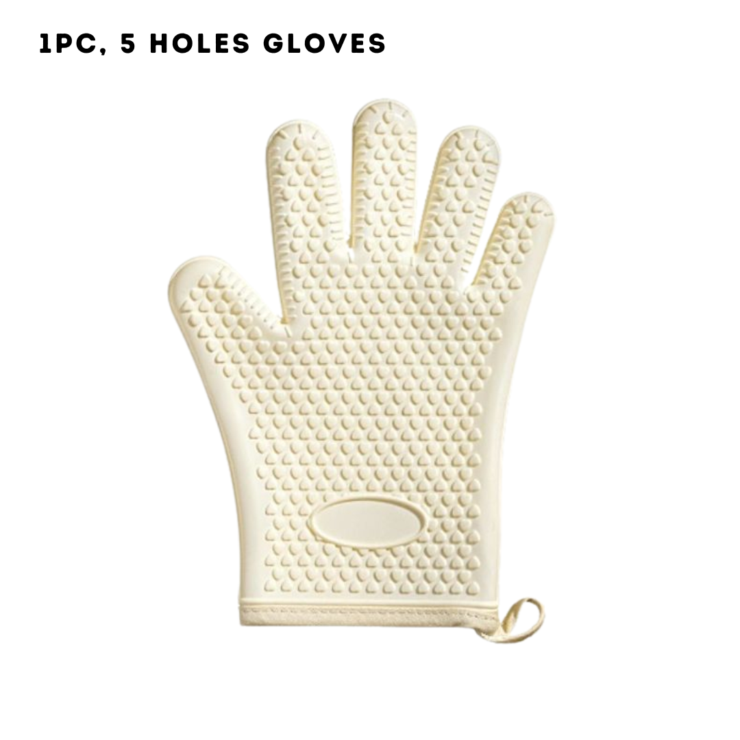 Locaupin Multifunctional Cooking Gloves Kitchen Silicone Heat Resistant Oven Mittens Waterproof Long Thick Kitchenware Gloves