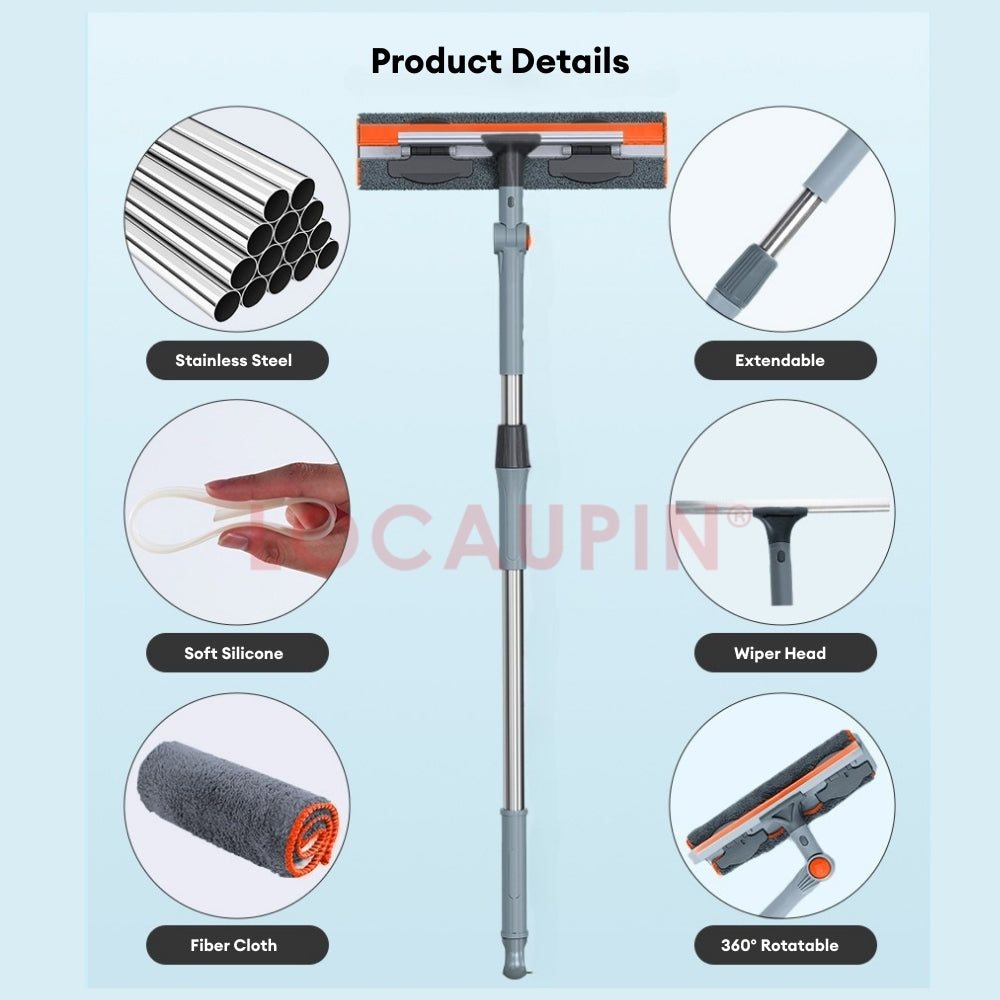 LOCAUPIN Window Glass Wiper Extendable Handle Window Cleaner Sponge Squeegees with Long Handle Household Cleaning Tools
