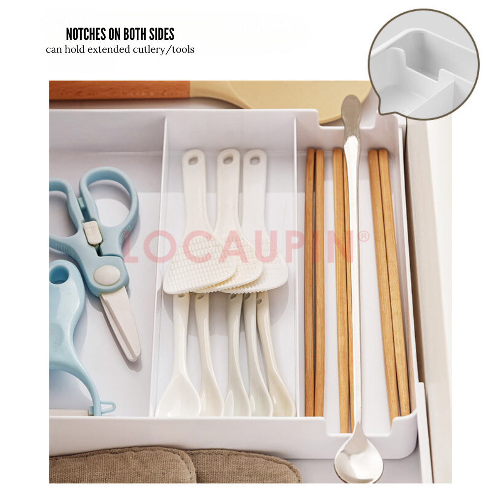 Locaupin Retractable Drawer Storage Multifunctional Compartment Organizer for Medicine Cosmetic Kitchen Utensil and Stationery