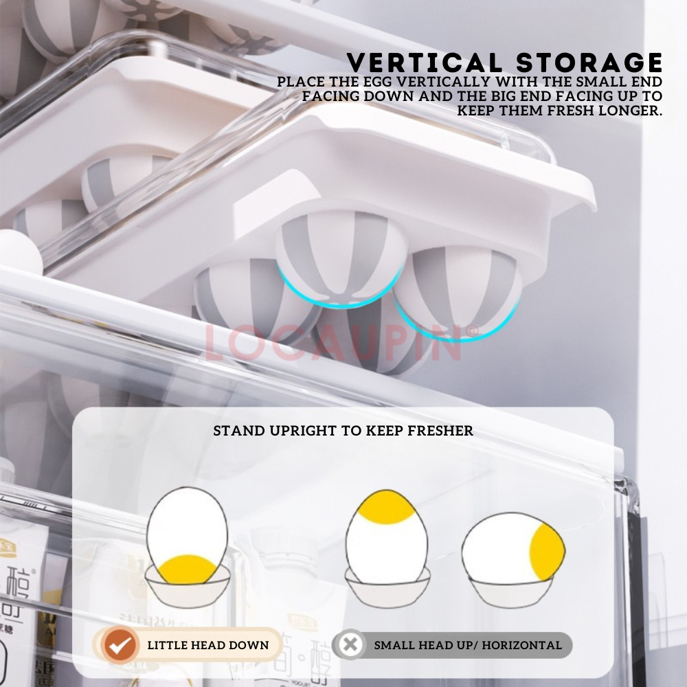 Locaupin 12 Compartment Egg Container with Transparent Lid Durable Space Saver Refrigerator Storage Stackable Anti-Collision Tray