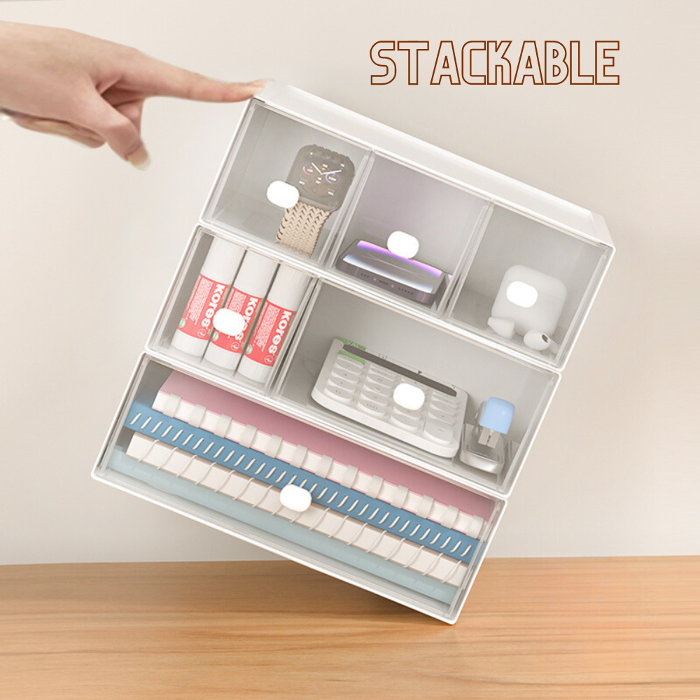 LOCAUPIN Multifunctional Office Desktop Drawer Organizer Stationery Cosmetic Storage Display Shelf