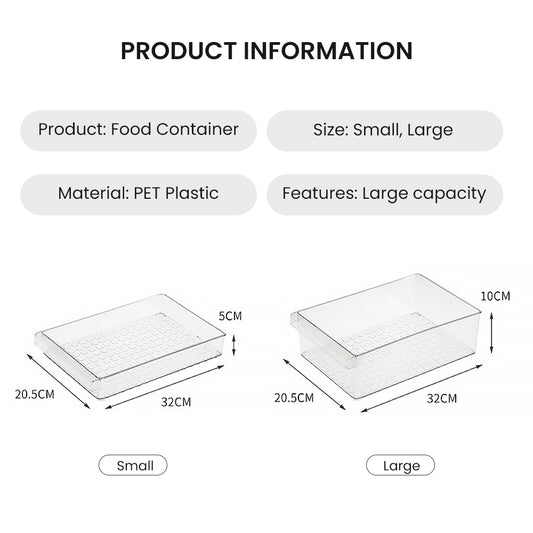 Locaupin Multifunctional Refrigerator Egg Food Storage PET Plastic Fresh Keeping Kitchen Fridge Organizer For Fruit and Vegetable