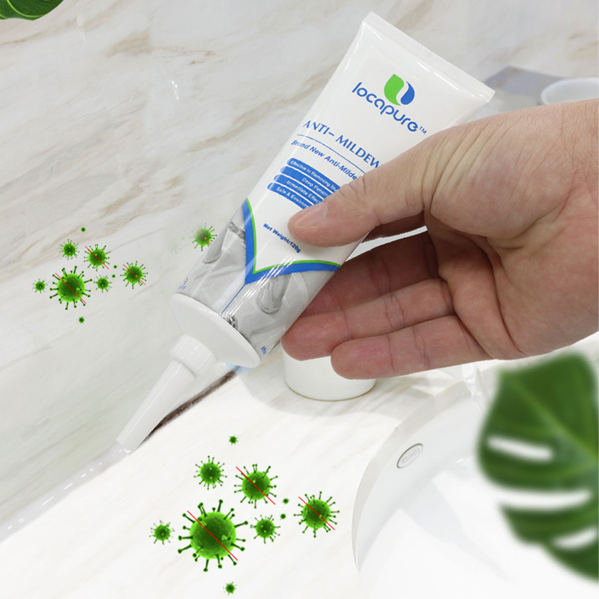 Locaupin Household Mold Remover Anti-Mildew Gel Cleaner for Washing Machine Refrigerator Sink Sealant Bathroom Floor Tiles