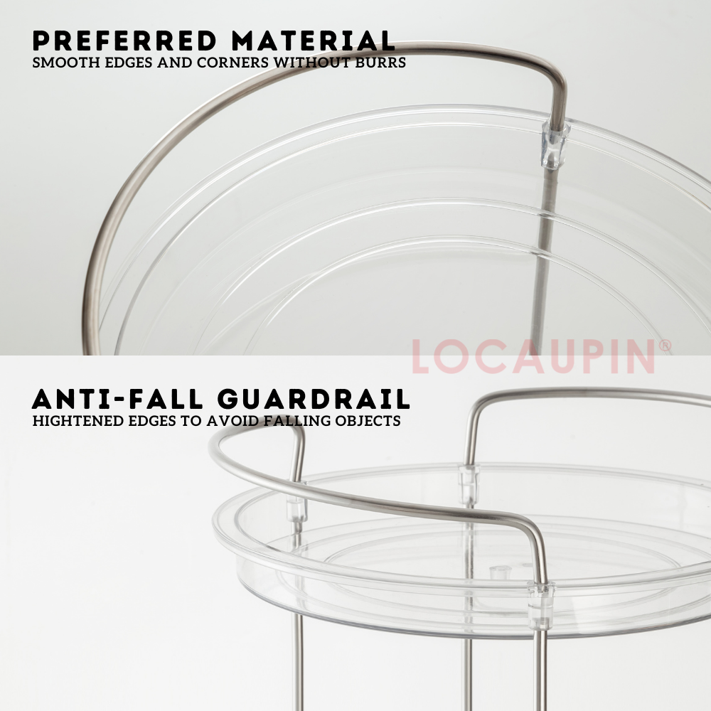 Locaupin 360° Multifunctional Rotating Organizer Condiments Cosmetics Snacks Toiletries Rotatable Transparent Display Rack