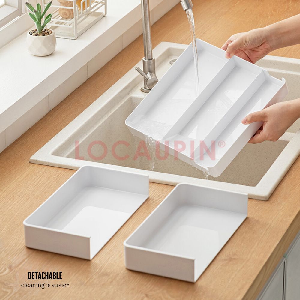 Locaupin Retractable Drawer Storage Multifunctional Compartment Organizer for Medicine Cosmetic Kitchen Utensil and Stationery