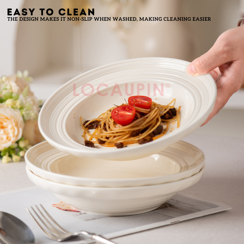 Locaupin Elegant Ceramic Nordic Style Tableware Minimalist and Cozy Look Dinnerware Perfect for any Special Occasion