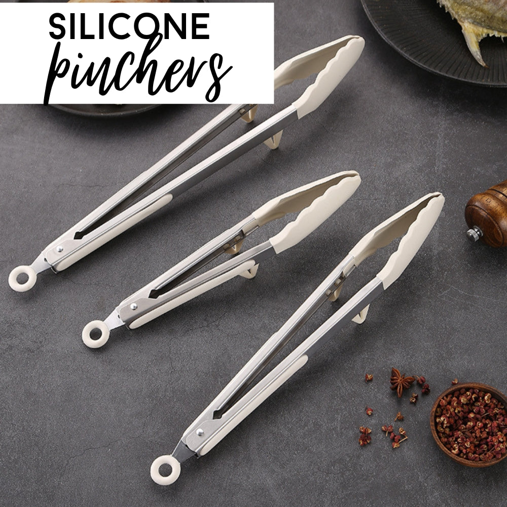 Locaupin Stainless Steel Silicone Tong For Cooking Non Stick Food Grade High Quality Kitchen Utensil Food Clamp with Lock
