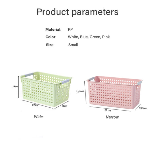 Locaupin Office Desk Hollow Wide Storage Basket Bin For School Supplies Kitchen Bathroom Cosmetic Toys Organizer with Handle Set