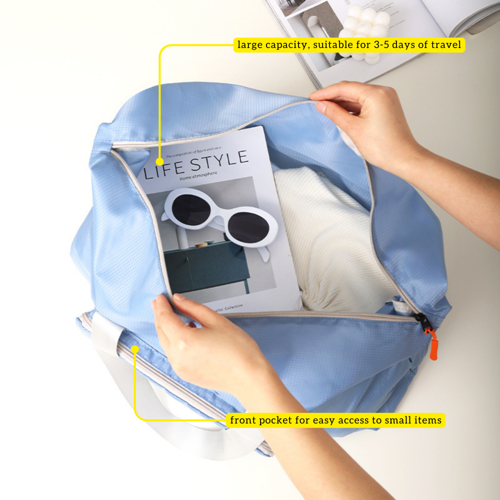 Locaupin Foldable Luggage Travel Bag Large Capacity Portable Storage with Front Pocket Lightweight and Easy to Carry Organizer