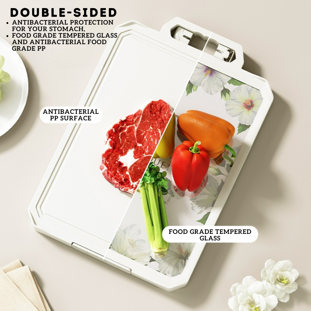 Locaupin Double-Sided Chopping Board with Hidden Knife Sharpener and Bottom Bracket Standing Design Multipurpose Kitchen Use