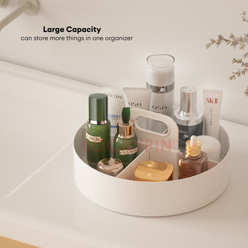 LOCAUPIN Rotatable Round Kitchen Storage Condiments Rack Organizer Seasoning Bottle Compartment Rotating Spice Rack