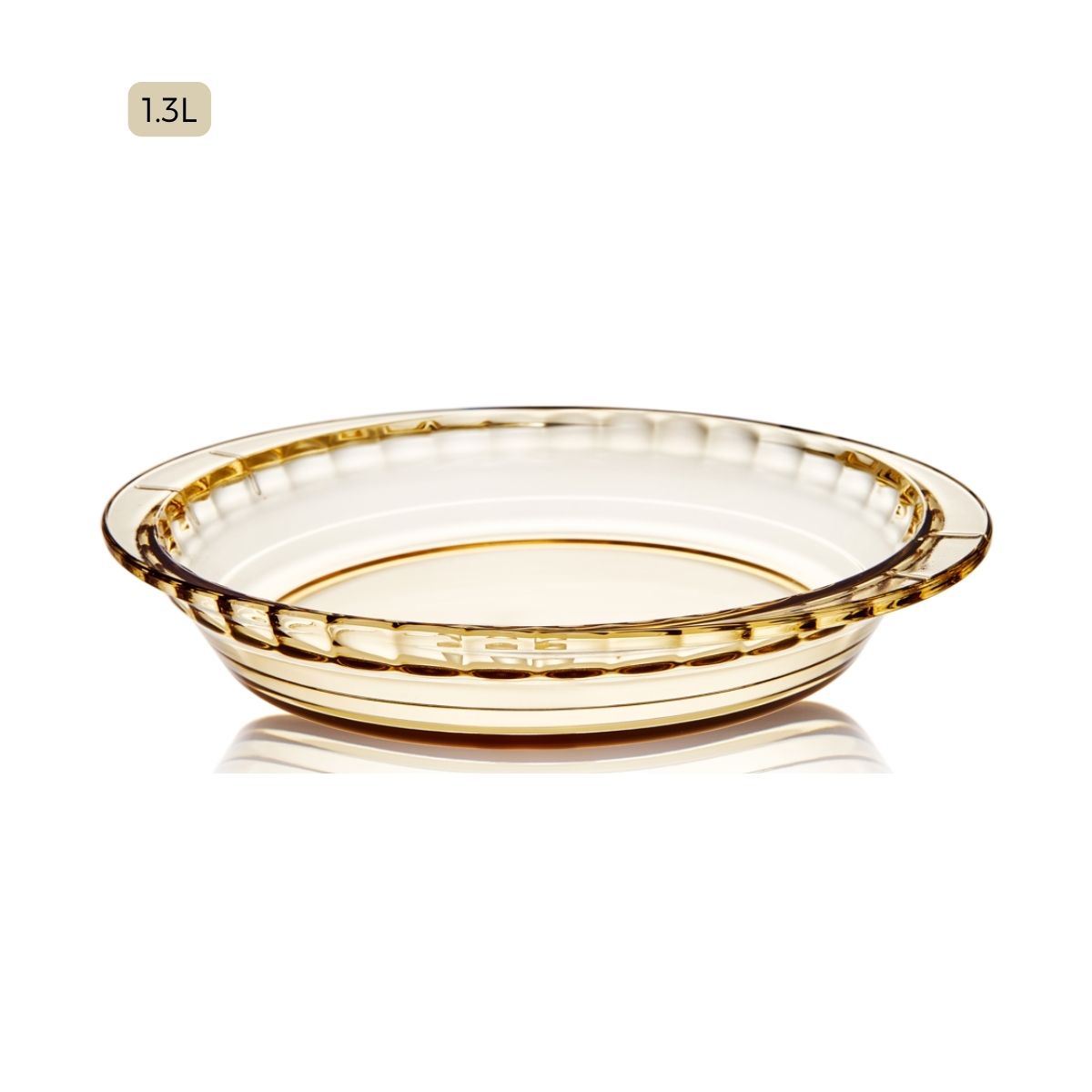 LOCAUPIN Borosilicate Glass Round Vintage Baking Tray Microwavable Oven Safe Pan Serving Plate