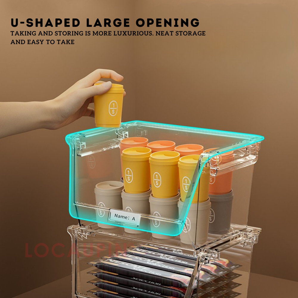 Locaupin Multifunctional Transparent Stackable Storage Box Space Saving High Quality Organizer for Kitchen Bathroom and Office