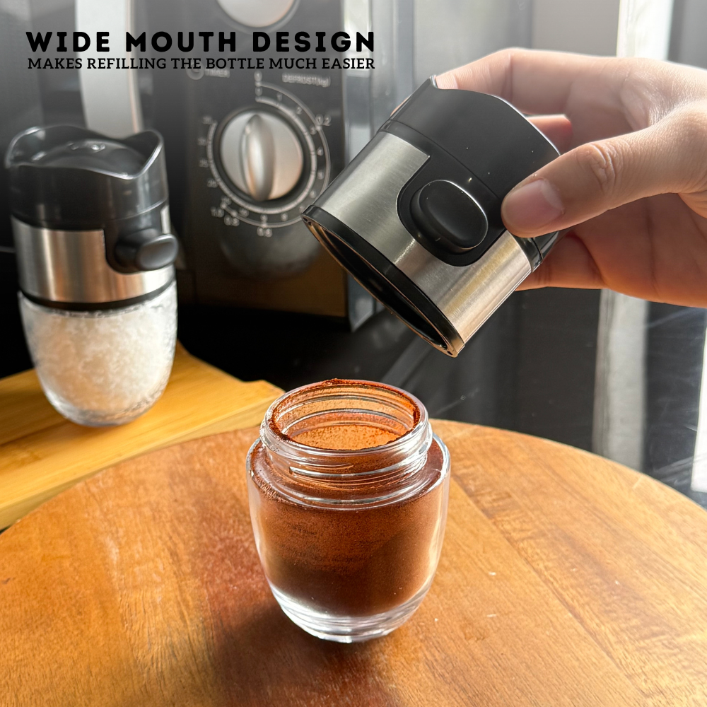 Locaupin Seasoning Dispenser Bottle Kitchen Spices Storage Transparent Container with 120 ml Capacity