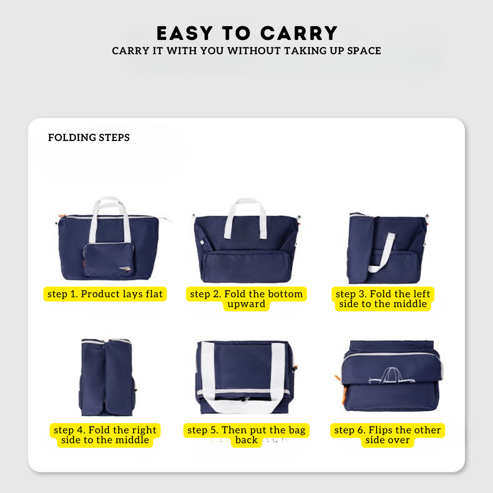 Locaupin Foldable Luggage Travel Bag Large Capacity Portable Storage with Front Pocket Lightweight and Easy to Carry Organizer