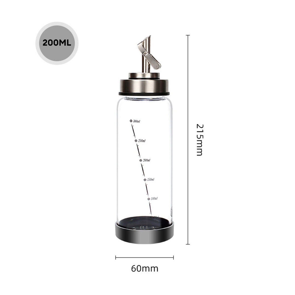 Locaupin Cooking Oil Dispenser Easy Pour Syrup Glass Container Liquid Seasoning Bottle Drizzler with Spout