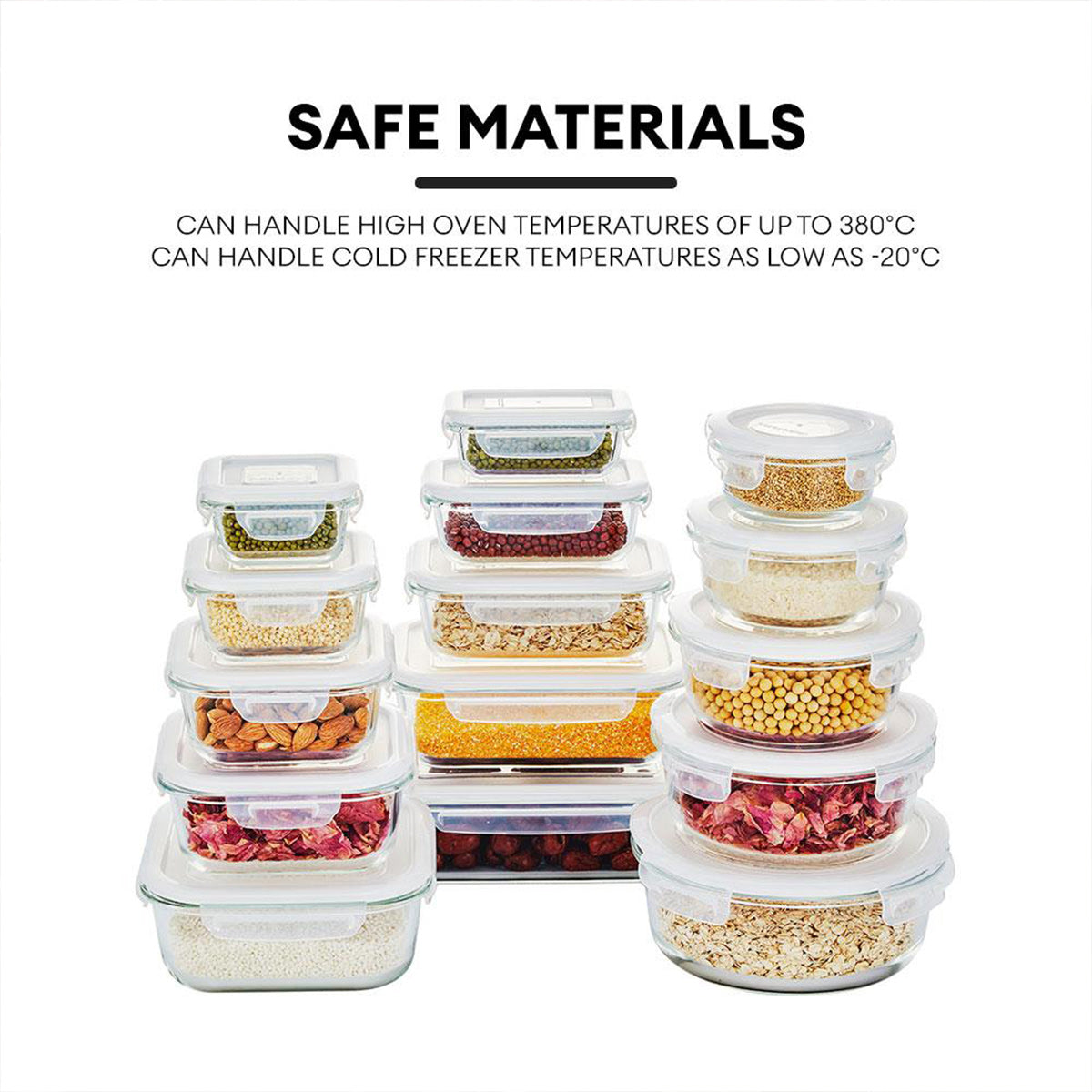 LOCAUPIN B1T1 2-Pack Airtight Borosilicate Glass Food Containers with Silicone Lid Microwave Safe Leakproof Lunch Box