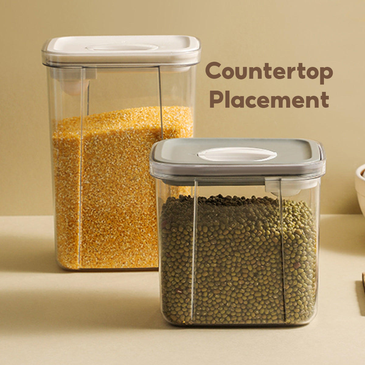 Locaupin Airtight Food Storage Container Leakproof Stackable Dry Cereal Jar Locking Lid Canister with Spoon Kitchen Pantry Organizer