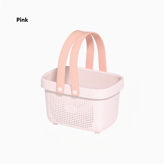 LOCAUPIN Bathroom Storage Basket with Silicone Handle Portable Organizer Caddy Organizer Bin Plastic Toiletry Basket