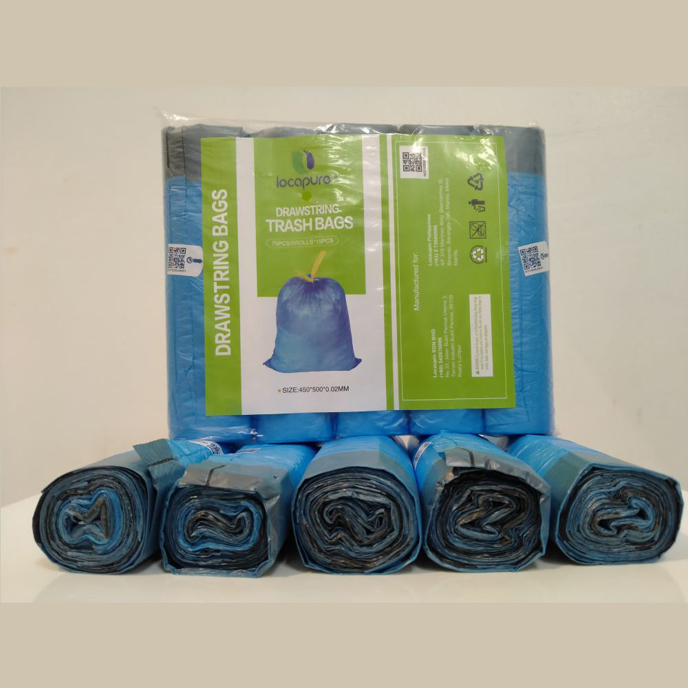 Locaupin Household Plastic Drawstring Trash Bag with Holder Recycling Wastebasket Garbage Can Liners