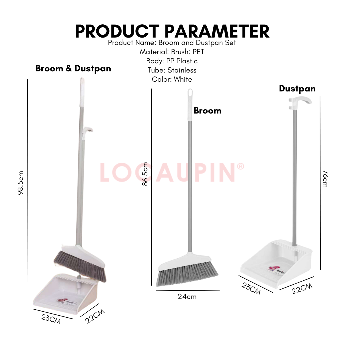 Locaupin Broom and Dustpan Set Household Floor Cleaning Tool High Quality Material Long Handle Sweeper Sturdy and Durable Cleaner