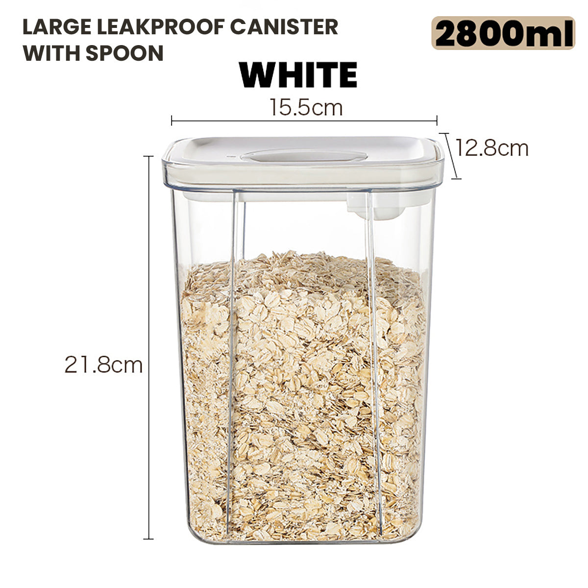 Locaupin Airtight Food Storage Container Leakproof Stackable Dry Cereal Jar Locking Lid Canister with Spoon Kitchen Pantry Organizer