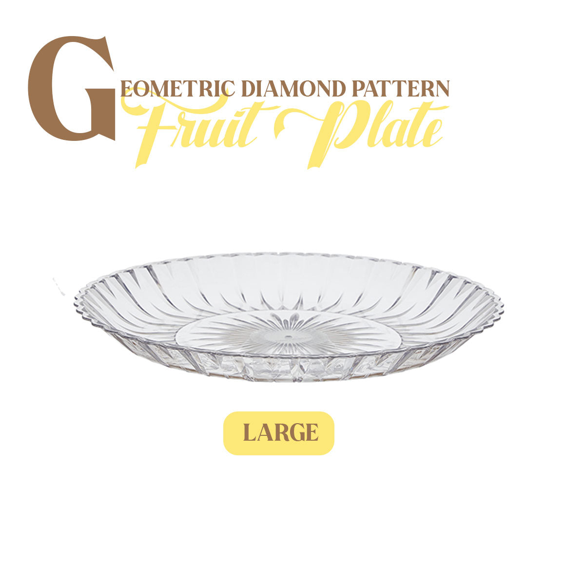 Locaupin Textured Clear Round Fruit Plate Snacks Food Bowl Platter Countertop Serving Dish Dessert Appetizer Tray