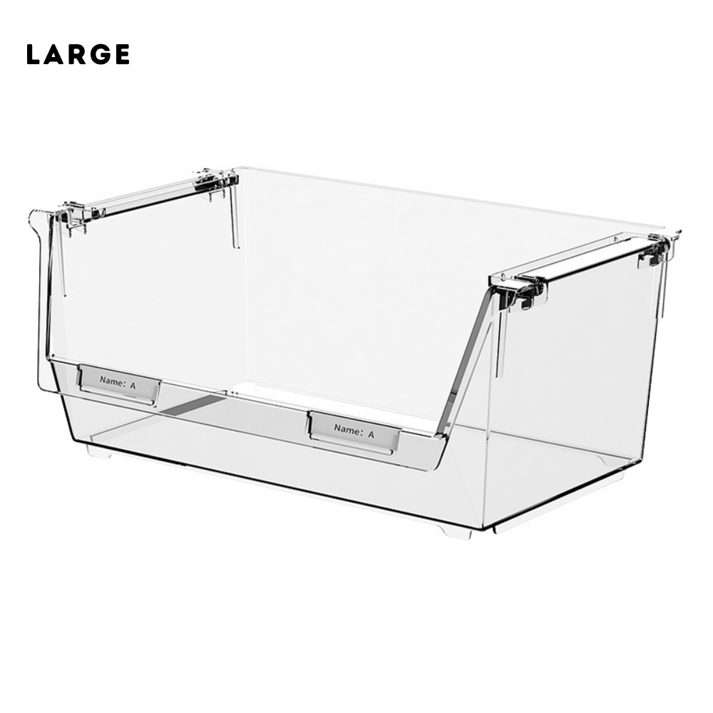 Locaupin Multifunctional Transparent Stackable Storage Box Space Saving High Quality Organizer for Kitchen Bathroom and Office