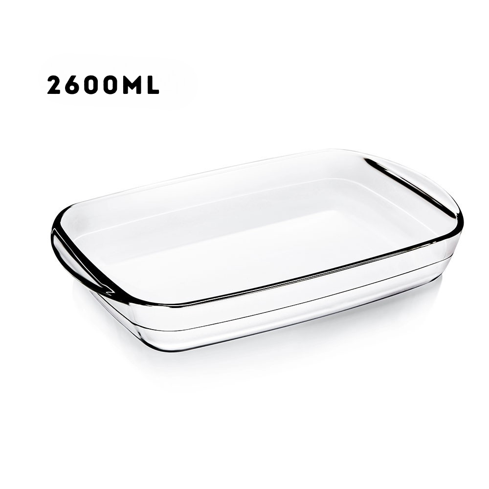 Locaupin Rectangular Baking Plate Borosilicate Glass Snack Bread Pan Oven Safe Bakeware Cooking Dish Food Container