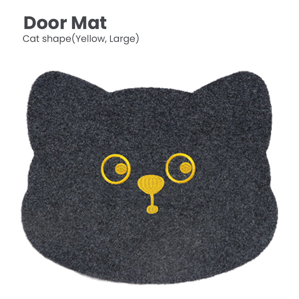 Locaupin Non Slip Home Welcome Pad Entrance Way Rub Foot Cat Shape Door Mat Front Bathroom Kitchen Bedroom Floor Rug