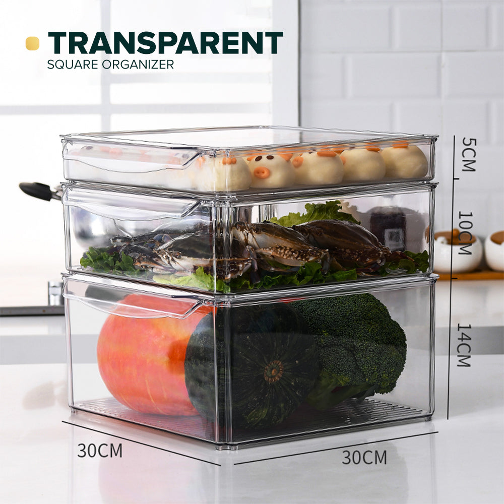 Locaupin Stackable Food Storage Fridge Container Pantry Cabinet Keeper Kitchen Refrigerator Organizer Bin With Lid