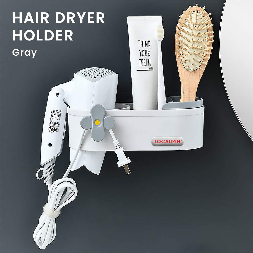Locaupin Multi-functional Wall Mounted Hair Dryer Holder Styling Tool Organizer For Hair Tools And Beauty Accessories