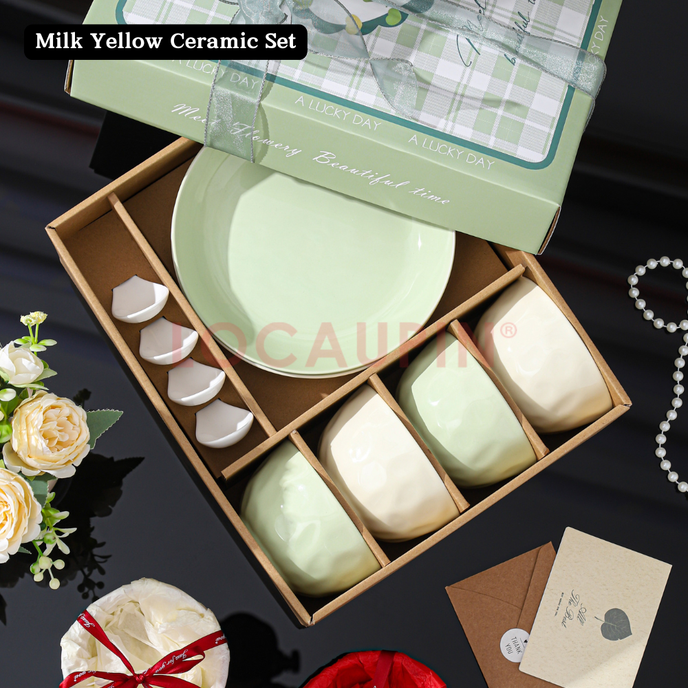 Locaupin Elegant Tableware Gift Box Set Simple and Minimalistic Design High Quality Ceramic Bowl Set Suitable for All Occasions