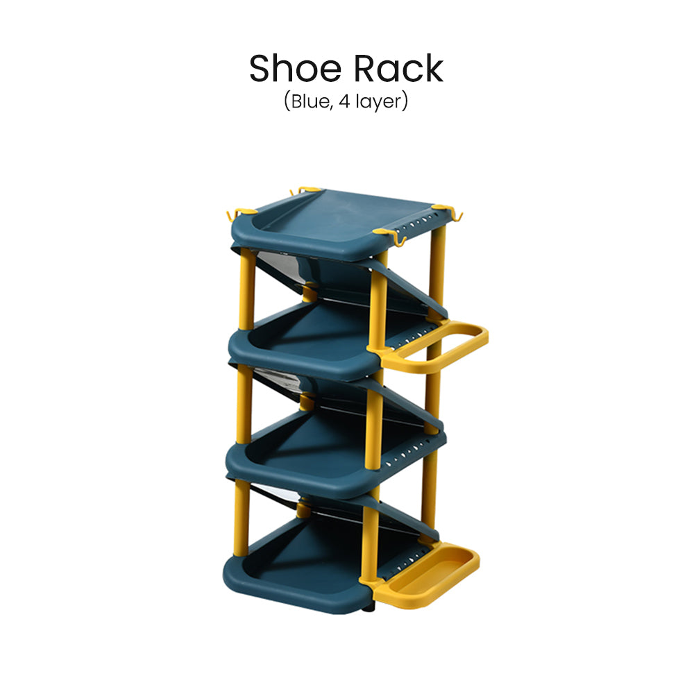 Locaupin Shoe Rack Organizer with Hook and Umbrella Holder Multi-layer Space Saving Storage Shelves For Home