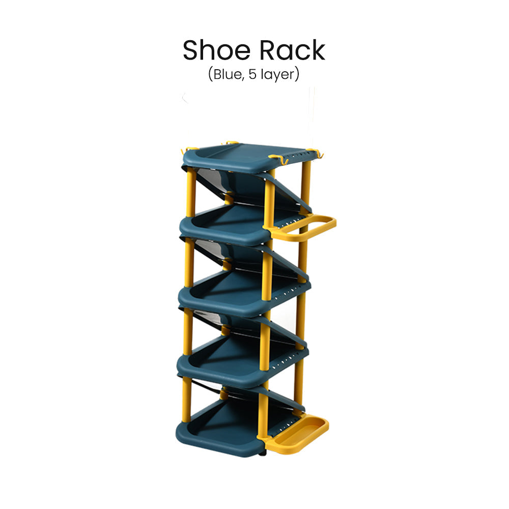 Locaupin Shoe Rack Organizer with Hook and Umbrella Holder Multi-layer Space Saving Storage Shelves For Home
