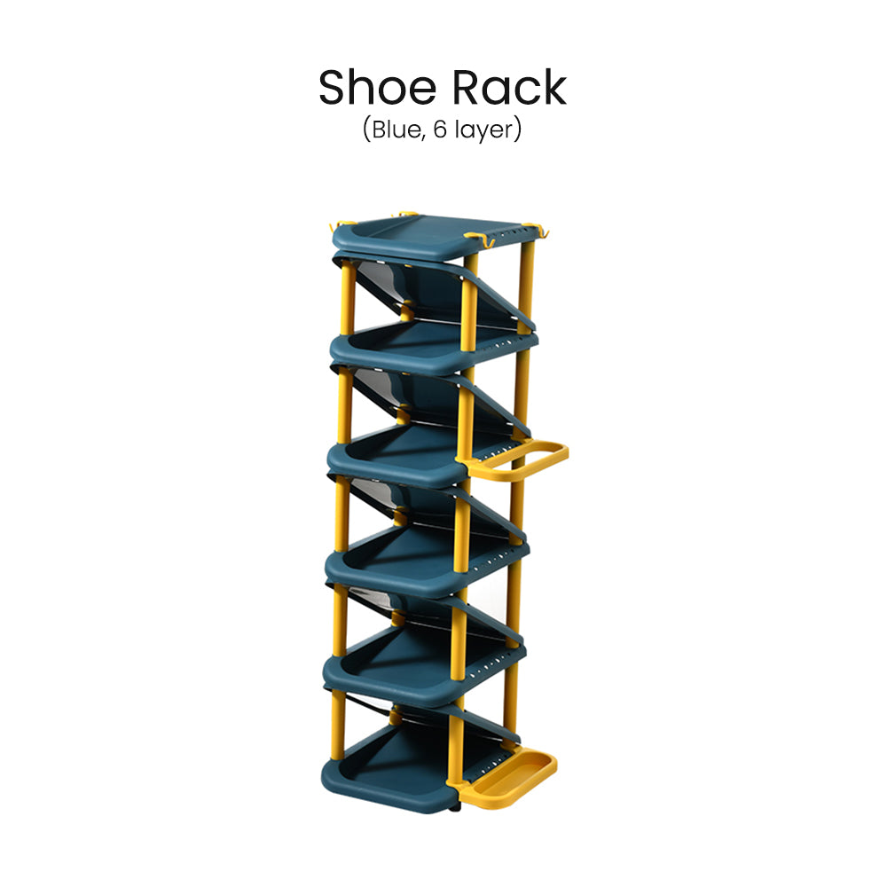 Locaupin Shoe Rack Organizer with Hook and Umbrella Holder Multi-layer Space Saving Storage Shelves For Home