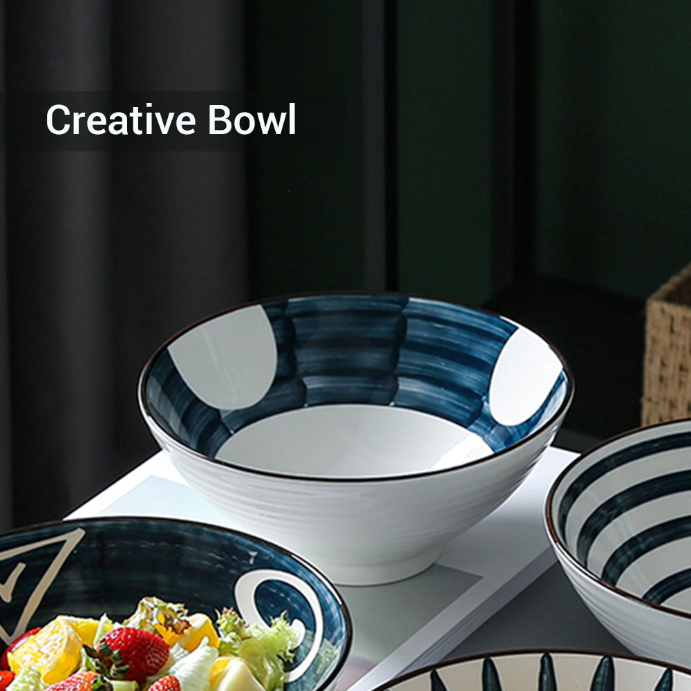 Locaupin 8inch Diameter Porcelain Japanese Style Ramen Noodle Soup Bowl Serving