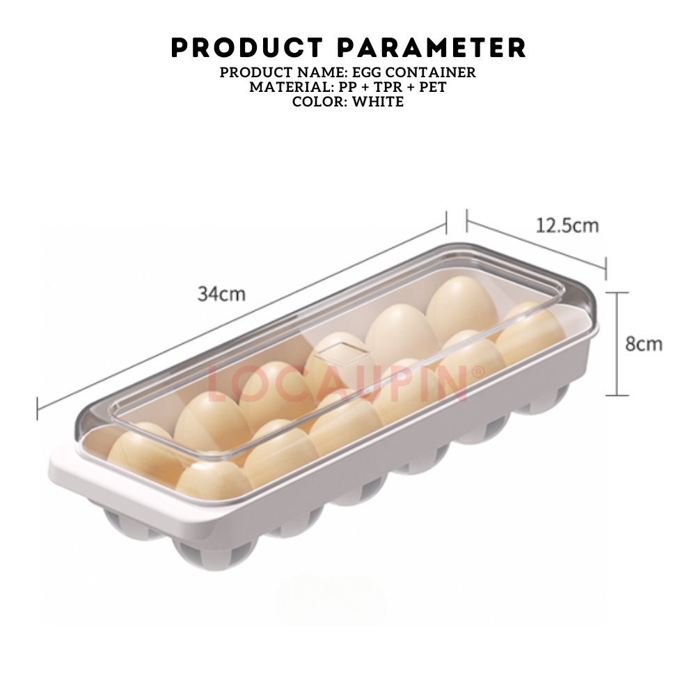 Locaupin 12 Compartment Egg Container with Transparent Lid Durable Space Saver Refrigerator Storage Stackable Anti-Collision Tray