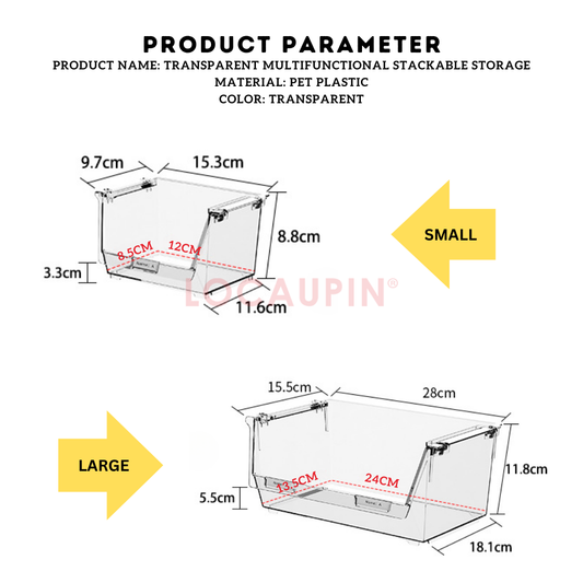 Locaupin Multifunctional Transparent Stackable Storage Box Space Saving High Quality Organizer for Kitchen Bathroom and Office